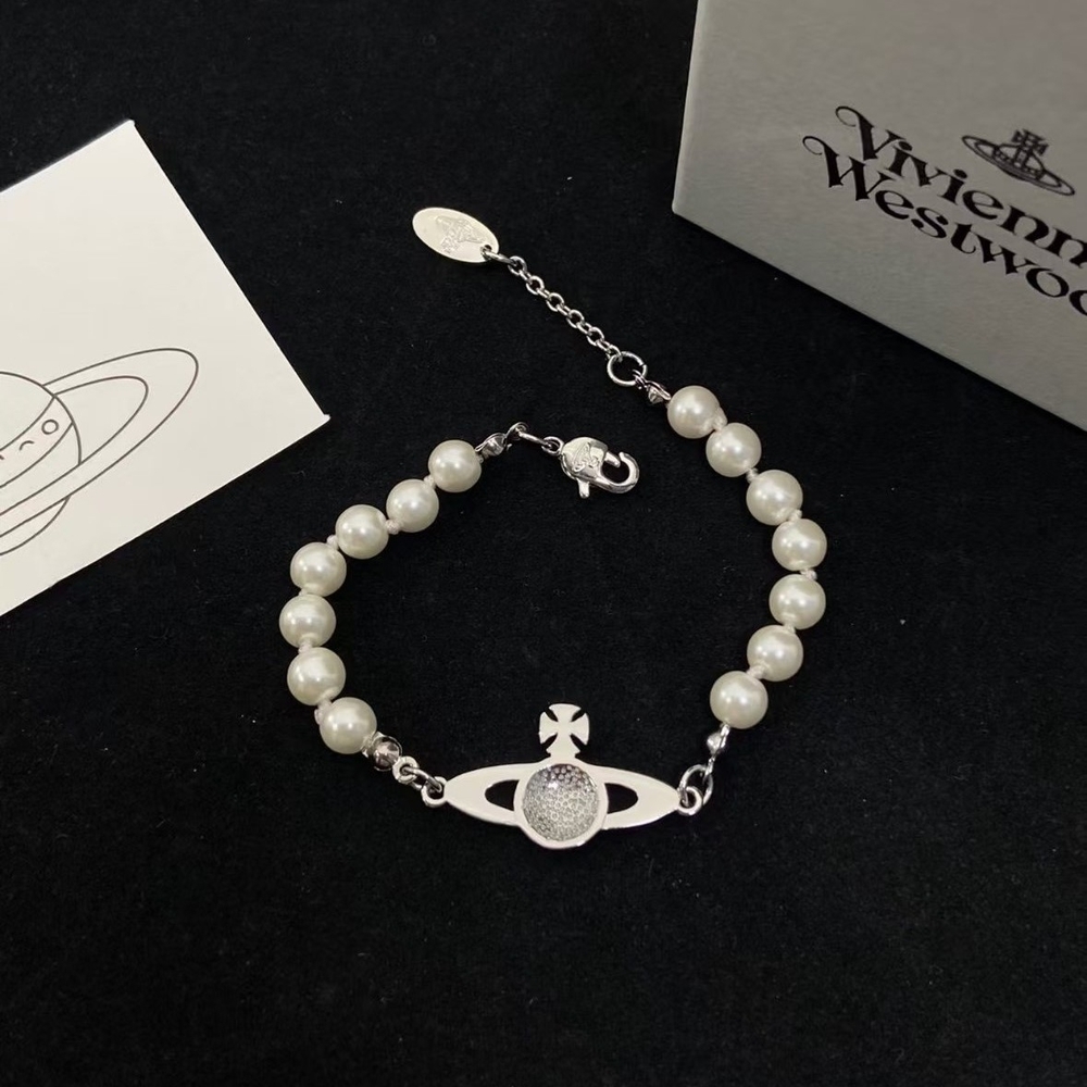 Vivienne Westwood White Pearl and Silver Bracelet